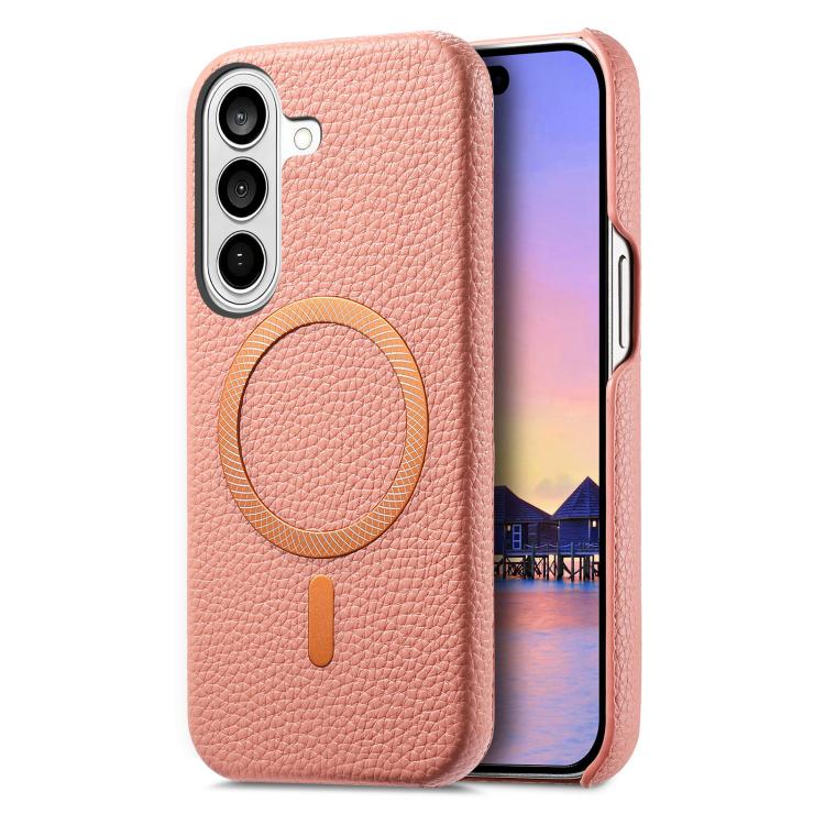 Cover posteriore per telefono in PU con texture litchi e MagSafe spazzolato., For Galaxy S24 Ultra 5G, For Galaxy S24+ 5G, For Galaxy S24 5G