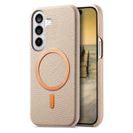 Cover posteriore per telefono in PU con texture litchi e MagSafe spazzolato., For Galaxy S24 Ultra 5G, For Galaxy S24+ 5G, For Galaxy S24 5G