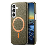 Cover posteriore per telefono in PU con texture litchi e MagSafe spazzolato., For Galaxy S24 Ultra 5G, For Galaxy S24+ 5G, For Galaxy S24 5G