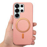Cover posteriore per telefono in PU con texture litchi e MagSafe spazzolato., For Galaxy S24 Ultra 5G, For Galaxy S24+ 5G, For Galaxy S24 5G