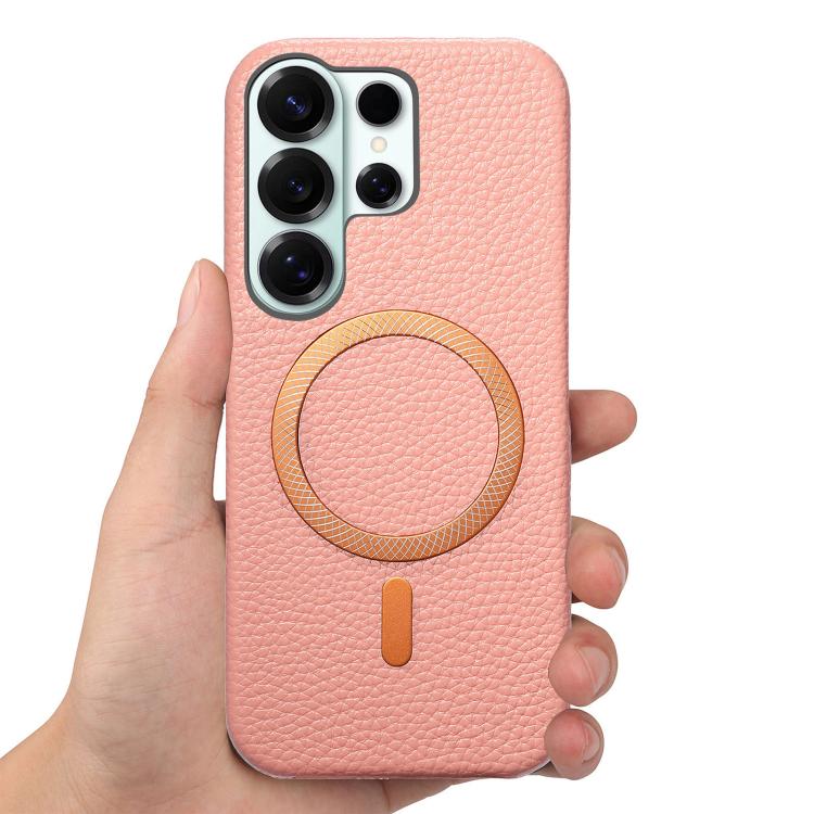 Cover posteriore per telefono in PU con texture litchi e MagSafe spazzolato., For Galaxy S24 Ultra 5G, For Galaxy S24+ 5G, For Galaxy S24 5G