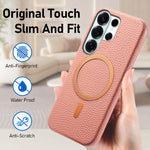 Cover posteriore per telefono in PU con texture litchi e MagSafe spazzolato., For Galaxy S24 Ultra 5G, For Galaxy S24+ 5G, For Galaxy S24 5G