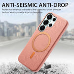 Cover posteriore per telefono in PU con texture litchi e MagSafe spazzolato., For Galaxy S24 Ultra 5G, For Galaxy S24+ 5G, For Galaxy S24 5G