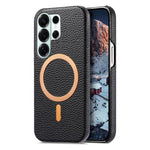 Cover posteriore per telefono in PU con texture litchi e MagSafe spazzolato., For Galaxy S24 Ultra 5G, For Galaxy S24+ 5G, For Galaxy S24 5G
