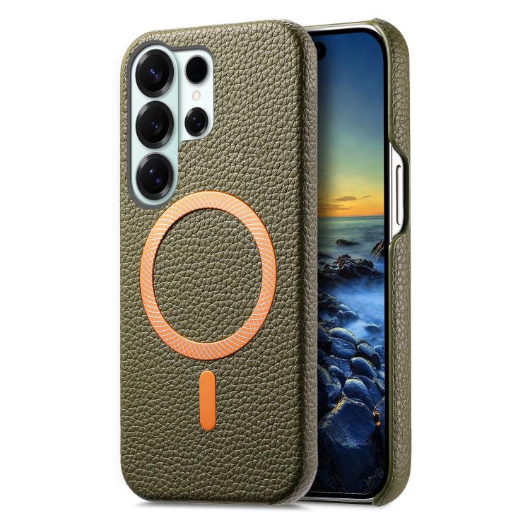 Cover posteriore per telefono in PU con texture litchi e MagSafe spazzolato., For Galaxy S24 Ultra 5G, For Galaxy S24+ 5G, For Galaxy S24 5G
