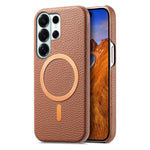 Cover posteriore per telefono in PU con texture litchi e MagSafe spazzolato., For Galaxy S24 Ultra 5G, For Galaxy S24+ 5G, For Galaxy S24 5G