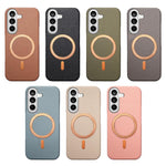 Cover posteriore per telefono in PU con texture litchi e MagSafe spazzolato., For Galaxy S24 Ultra 5G, For Galaxy S24+ 5G, For Galaxy S24 5G