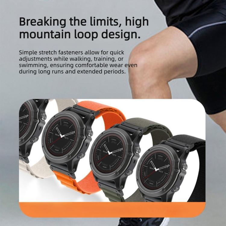 Cinturino per orologio in nylon a due sezioni con fibbia a C, ideale per alta montagna., For Gamin 26mm