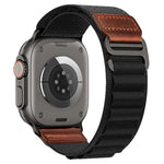 Cinturino per orologio in nylon Alpine con etichetta in ecopelle vegana stile retrò., For Apple Watch 46mm / 49mm / 45mm / 44mm, For Apple Watch 42mm / 41mm / 40mm / 38mm