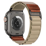 Cinturino per orologio in nylon Alpine con etichetta in ecopelle vegana stile retrò., For Apple Watch 46mm / 49mm / 45mm / 44mm, For Apple Watch 42mm / 41mm / 40mm / 38mm