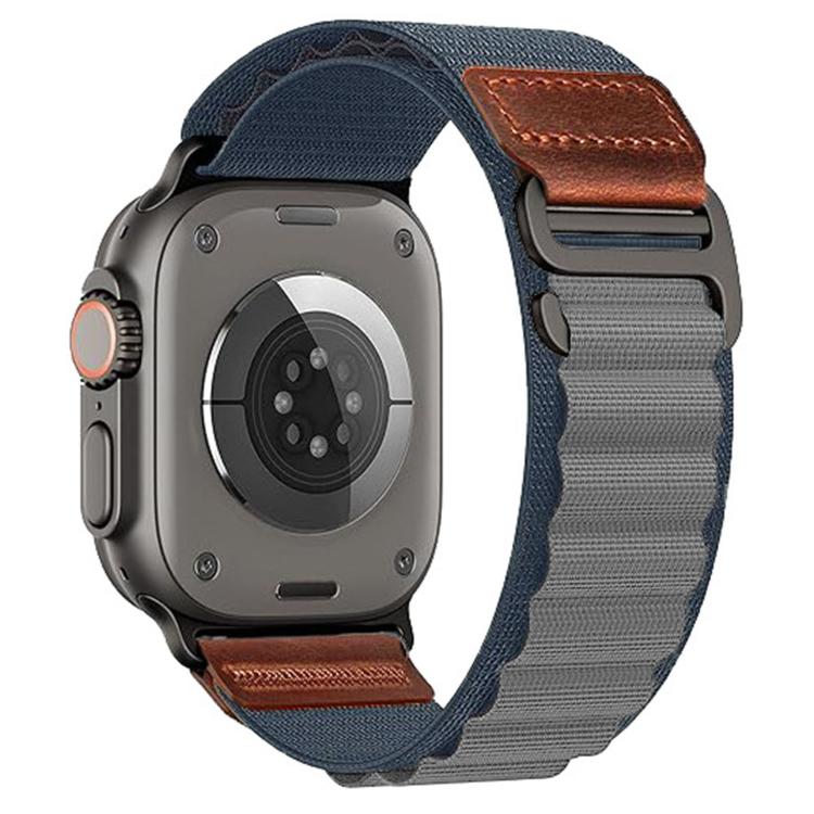 Cinturino per orologio in nylon Alpine con etichetta in ecopelle vegana stile retrò., For Apple Watch 46mm / 49mm / 45mm / 44mm, For Apple Watch 42mm / 41mm / 40mm / 38mm