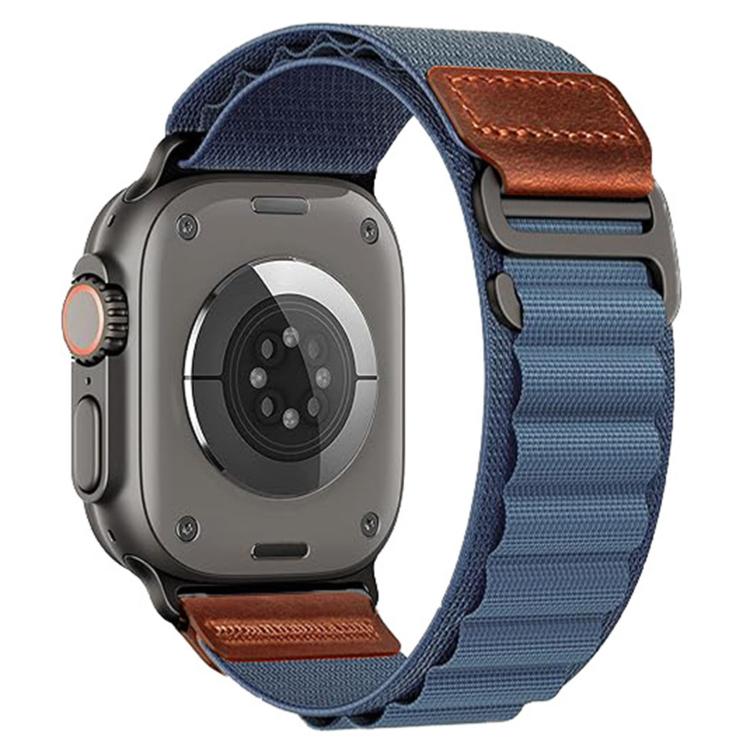 Cinturino per orologio in nylon Alpine con etichetta in ecopelle vegana stile retrò., For Apple Watch 46mm / 49mm / 45mm / 44mm, For Apple Watch 42mm / 41mm / 40mm / 38mm