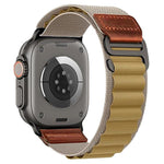 Cinturino per orologio in nylon Alpine con etichetta in ecopelle vegana stile retrò., For Apple Watch 46mm / 49mm / 45mm / 44mm, For Apple Watch 42mm / 41mm / 40mm / 38mm