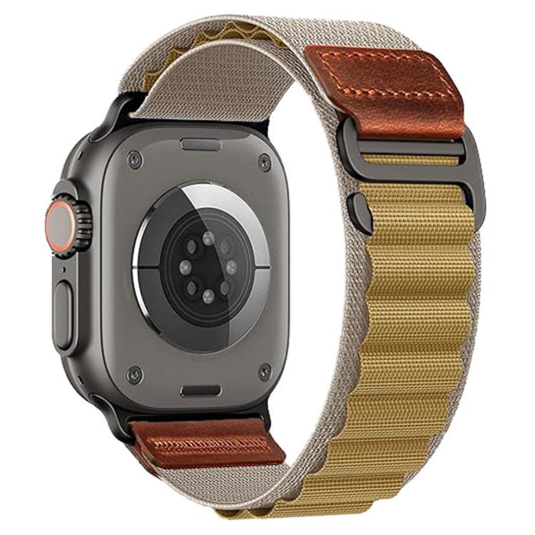 Cinturino per orologio in nylon Alpine con etichetta in ecopelle vegana stile retrò., For Apple Watch 46mm / 49mm / 45mm / 44mm, For Apple Watch 42mm / 41mm / 40mm / 38mm