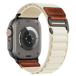 Cinturino per orologio in nylon Alpine con etichetta in ecopelle vegana stile retrò., For Apple Watch 46mm / 49mm / 45mm / 44mm, For Apple Watch 42mm / 41mm / 40mm / 38mm