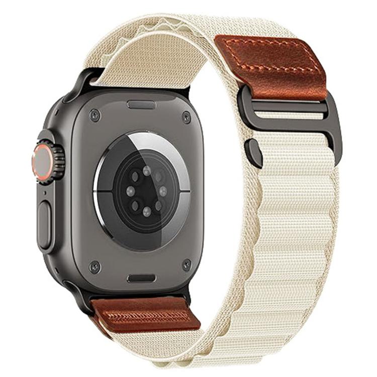 Cinturino per orologio in nylon Alpine con etichetta in ecopelle vegana stile retrò., For Apple Watch 46mm / 49mm / 45mm / 44mm, For Apple Watch 42mm / 41mm / 40mm / 38mm