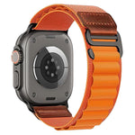 Cinturino per orologio in nylon Alpine con etichetta in ecopelle vegana stile retrò., For Apple Watch 46mm / 49mm / 45mm / 44mm, For Apple Watch 42mm / 41mm / 40mm / 38mm