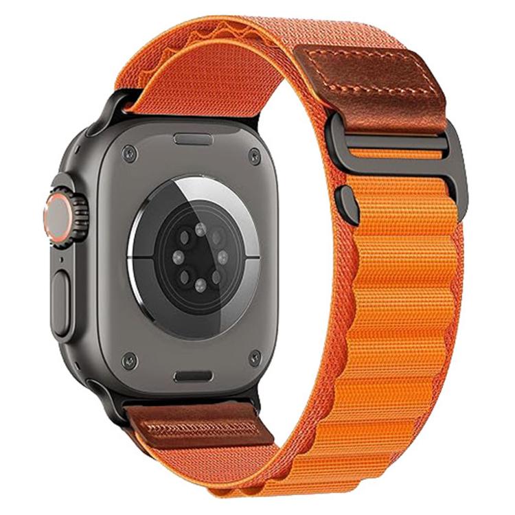 Cinturino per orologio in nylon Alpine con etichetta in ecopelle vegana stile retrò., For Apple Watch 46mm / 49mm / 45mm / 44mm, For Apple Watch 42mm / 41mm / 40mm / 38mm