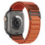 Cinturino per orologio in nylon Alpine con etichetta in ecopelle vegana stile retrò., For Apple Watch 46mm / 49mm / 45mm / 44mm, For Apple Watch 42mm / 41mm / 40mm / 38mm