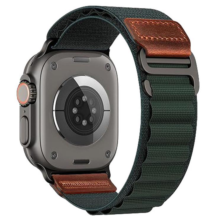 Cinturino per orologio in nylon Alpine con etichetta in ecopelle vegana stile retrò., For Apple Watch 46mm / 49mm / 45mm / 44mm, For Apple Watch 42mm / 41mm / 40mm / 38mm