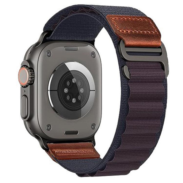 Cinturino per orologio in nylon Alpine con etichetta in ecopelle vegana stile retrò., For Apple Watch 46mm / 49mm / 45mm / 44mm, For Apple Watch 42mm / 41mm / 40mm / 38mm