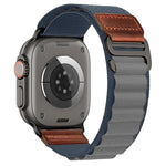 Cinturino per orologio in nylon Alpine con etichetta in ecopelle vegana stile retrò., For Apple Watch 46mm / 49mm / 45mm / 44mm, For Apple Watch 42mm / 41mm / 40mm / 38mm