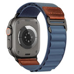 Cinturino per orologio in nylon Alpine con etichetta in ecopelle vegana stile retrò., For Apple Watch 46mm / 49mm / 45mm / 44mm, For Apple Watch 42mm / 41mm / 40mm / 38mm