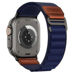 Cinturino per orologio in nylon Alpine con etichetta in ecopelle vegana stile retrò., For Apple Watch 46mm / 49mm / 45mm / 44mm, For Apple Watch 42mm / 41mm / 40mm / 38mm