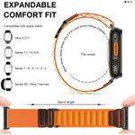 Cinturino per orologio in nylon Alpine con etichetta in ecopelle vegana stile retrò., For Apple Watch 46mm / 49mm / 45mm / 44mm, For Apple Watch 42mm / 41mm / 40mm / 38mm