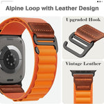 Cinturino per orologio in nylon Alpine con etichetta in ecopelle vegana stile retrò., For Apple Watch 46mm / 49mm / 45mm / 44mm, For Apple Watch 42mm / 41mm / 40mm / 38mm