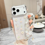 Custodia per telefono in TPU epossidico con glitter e quattro farfalle 3D, con bracciale a catena., For iPhone 17 Pro Max, For iPhone 17 Pro, For iPhone 17, For iPhone Air, For iPhone 16 Pro Max, For iPhone 16 Pro, For iPhone 16 Plus, For iPhone 16