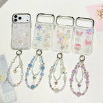 Custodia per telefono in TPU epossidico con glitter e quattro farfalle 3D, con bracciale a catena., For iPhone 17 Pro Max, For iPhone 17 Pro, For iPhone 17, For iPhone Air, For iPhone 16 Pro Max, For iPhone 16 Pro, For iPhone 16 Plus, For iPhone 16