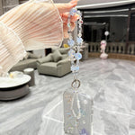 Custodia per telefono in TPU epossidico con glitter e quattro farfalle 3D, con bracciale a catena., For iPhone 15 Pro Max, For iPhone 15 Pro, For iPhone 15 Plus, For iPhone 15