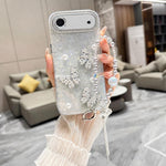 Custodia per telefono con texture a conchiglia, perla 3D, farfalla, diamanti e glitter, con catena a bracciale, For iPhone 17 Pro Max, For iPhone 17 Pro, For iPhone 17, For iPhone Air, For iPhone 16 Pro Max, For iPhone 16 Pro, For iPhone 16 Plus       ...