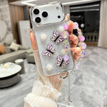 Custodia per telefono in TPU e resina epossidica con farfalla 3D glitterata e bracciale a catena, For iPhone 17 Pro Max, For iPhone 17 Pro, For iPhone 17, For iPhone Air, For iPhone 16 Pro Max, For iPhone 16 Pro, For iPhone 16 Plus, For iPhone 16