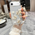 Custodia per telefono in TPU e resina epossidica con farfalla 3D glitterata e bracciale a catena, For iPhone 17 Pro Max, For iPhone 17 Pro, For iPhone 17, For iPhone Air, For iPhone 16 Pro Max, For iPhone 16 Pro, For iPhone 16 Plus, For iPhone 16
