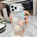 Custodia per telefono in TPU e resina epossidica con farfalla 3D glitterata e catena a bracciale, For iPhone 17 Pro Max, For iPhone 17 Pro, For iPhone 17, For iPhone Air