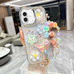 Custodia per telefono in TPU e resina epossidica con farfalla 3D glitterata e catena a bracciale, For iPhone 17 Pro Max, For iPhone 17 Pro, For iPhone 17, For iPhone Air
