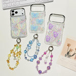 Custodia per telefono in TPU e resina epossidica con farfalla 3D glitterata e catena a bracciale, For iPhone 17 Pro Max, For iPhone 17 Pro, For iPhone 17, For iPhone Air