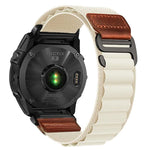 Cinturino per orologio in nylon Alpine con etichetta in ecopelle vegana stile retrò., For Gamin 26mm, For Gamin 22mm