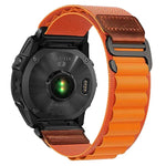 Cinturino per orologio in nylon Alpine con etichetta in ecopelle vegana stile retrò., For Gamin 26mm, For Gamin 22mm