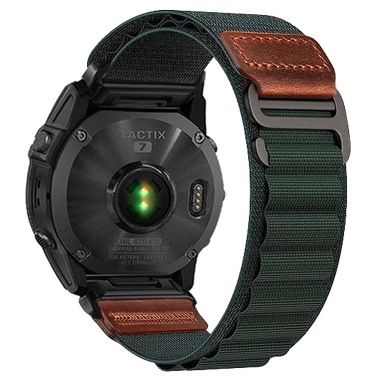 Cinturino per orologio in nylon Alpine con etichetta in ecopelle vegana stile retrò., For Gamin 26mm, For Gamin 22mm