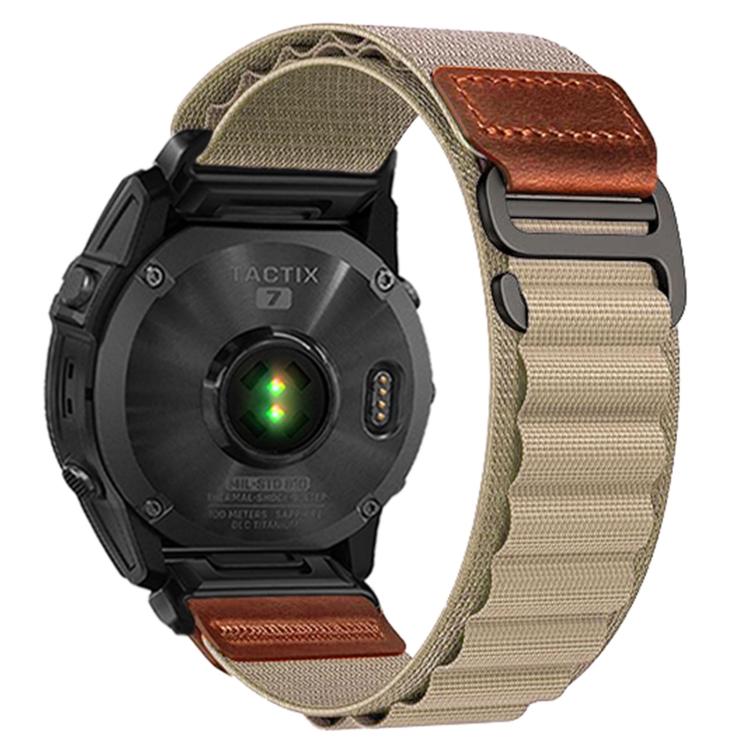 Cinturino per orologio in nylon Alpine con etichetta in ecopelle vegana stile retrò., For Gamin 26mm, For Gamin 22mm