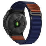 Cinturino per orologio in nylon Alpine con etichetta in ecopelle vegana stile retrò., For Gamin 26mm, For Gamin 22mm