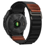 Cinturino per orologio in nylon Alpine con etichetta in ecopelle vegana stile retrò., For Gamin 26mm, For Gamin 22mm