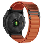 Cinturino per orologio in nylon Alpine con etichetta in ecopelle vegana stile retrò., For Gamin 26mm, For Gamin 22mm