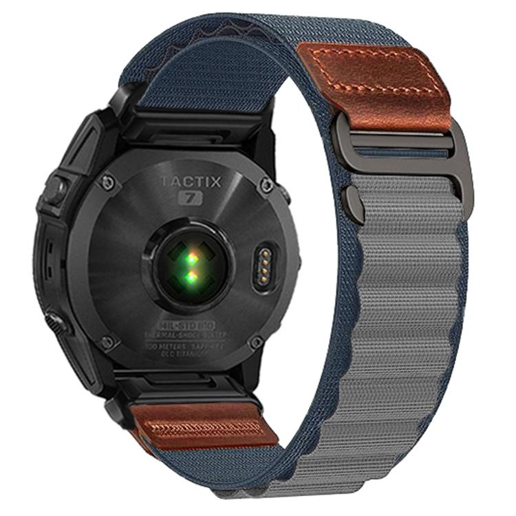 Cinturino per orologio in nylon Alpine con etichetta in ecopelle vegana stile retrò., For Gamin 26mm, For Gamin 22mm