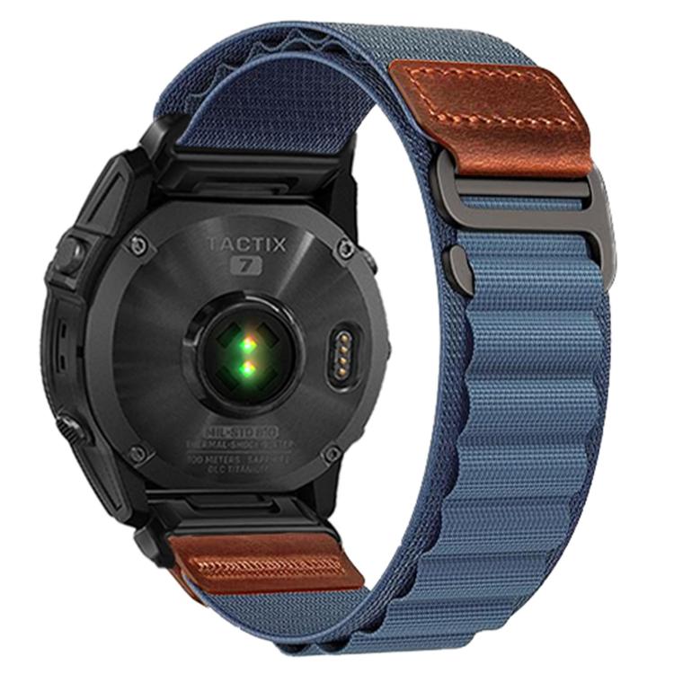 Cinturino per orologio in nylon Alpine con etichetta in ecopelle vegana stile retrò., For Gamin 26mm, For Gamin 22mm
