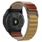 Cinturino per orologio in nylon Alpine con etichetta in ecopelle vegana stile retrò., For Gamin 26mm, For Gamin 22mm