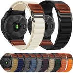 Cinturino per orologio in nylon Alpine con etichetta in ecopelle vegana stile retrò., For Gamin 26mm, For Gamin 22mm